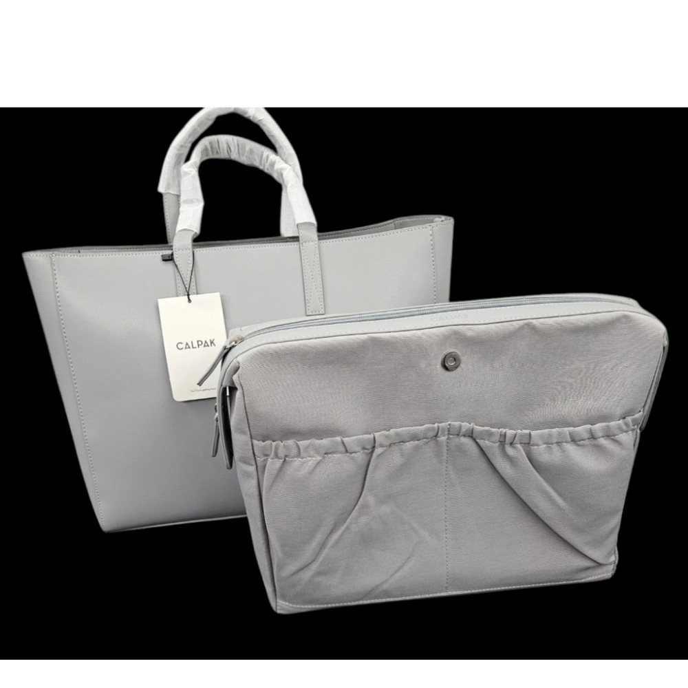 Calpak Light Gray Tote with Removable Organizer